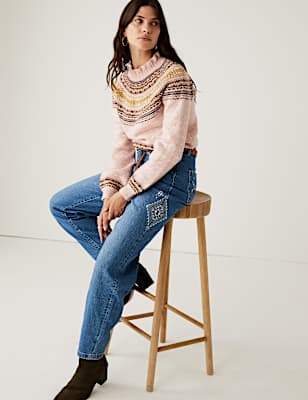 Mom High Waisted Ankle Grazer Jeans