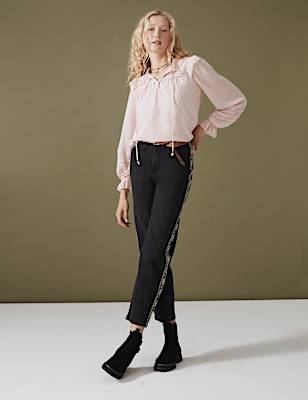 Mom High Waisted Embroidered Jeans