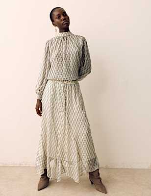 Checked Maxi A-Line skirt