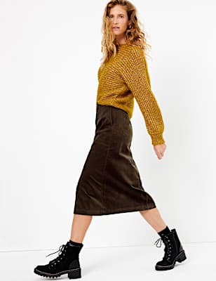 Cotton Rich A-Line Midi Skirt