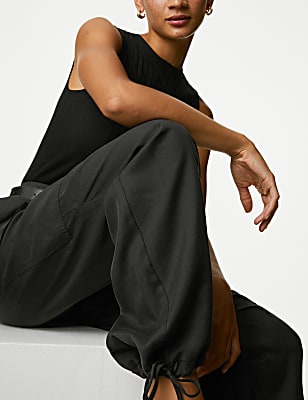 Modal Rich Cargo Wide Leg Trousers