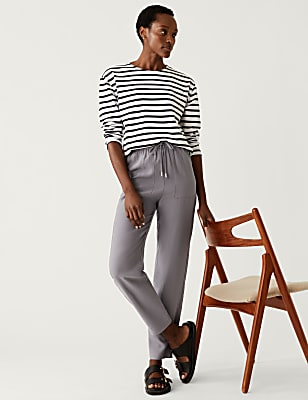 Lyocell Rich Tapered Ankle Grazer Trousers