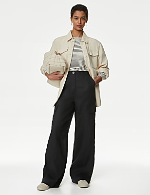 Pure Linen Cargo Trousers