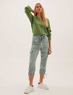 Tencel&trade; Rich Cargo Tapered Cropped Trousers