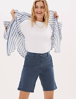 Cotton Rich High Waisted Chino Shorts