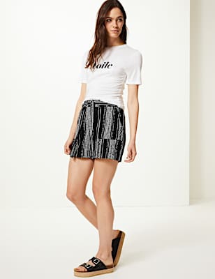 Pure Cotton Striped Casual Shorts