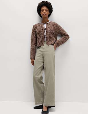 High Waisted Wide Leg Ankle Grazer Jeans