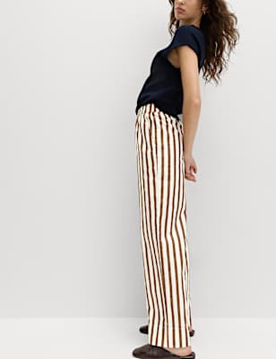 Pure Cotton Poplin Pull On Straight Leg Trousers