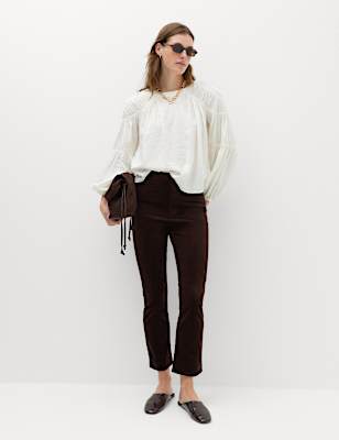 Cord Flare Cropped Trousers