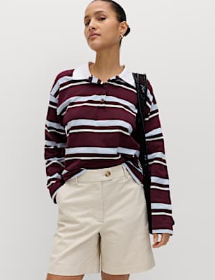 Cotton Rich High Waisted Chino Shorts