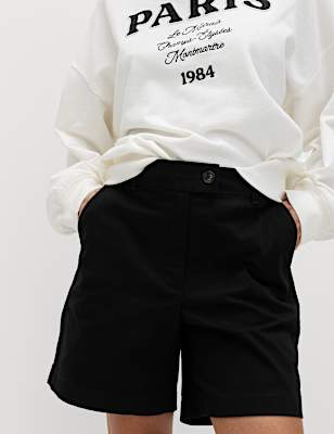 Cotton Rich High Waisted Chino Shorts