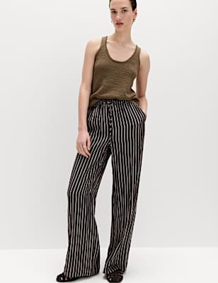 Lyocell Rich Drawstring Wide Leg Trousers