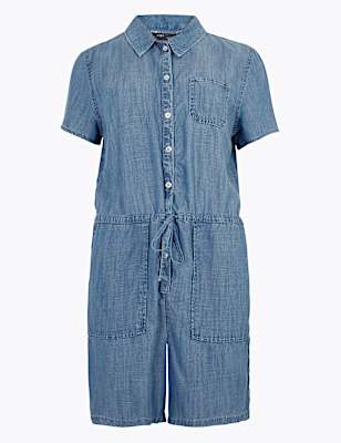 Pure Tencel&trade; Denim Short Sleeve Playsuit