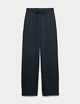 Textured Elasticated Waist Carrot Leg Trousers