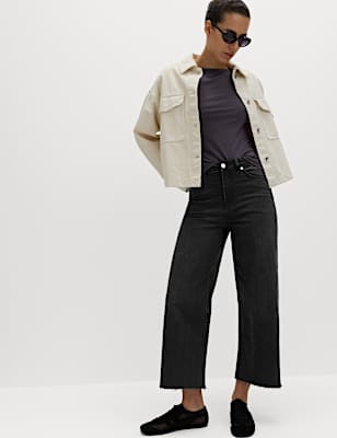 High Waisted Wide Leg Cropped Jeans