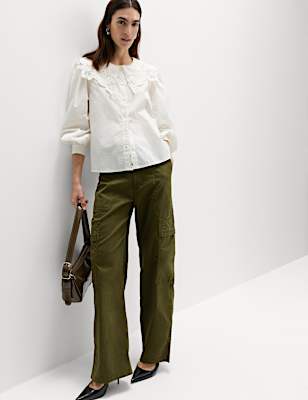 Lyocell Rich Cargo Wide Leg Trousers