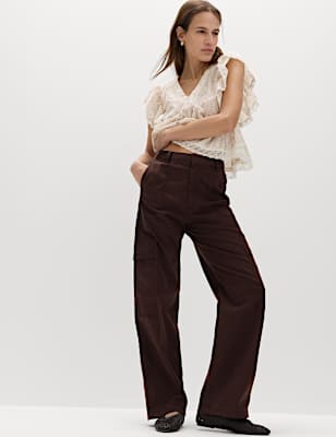 Lyocell Rich Cargo Wide Leg Trousers