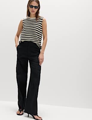 Lyocell Rich Cargo Wide Leg Trousers