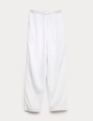 Linen Rich Elasticated Waist Tapered Trousers