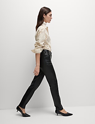 Faux Leather Straight Leg Trousers
