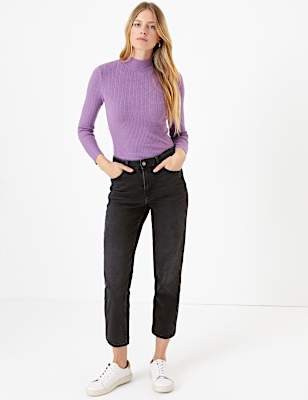 High Waist Ankle Grazer Jeans