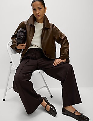 Ponte Utility Wide Leg Trousers