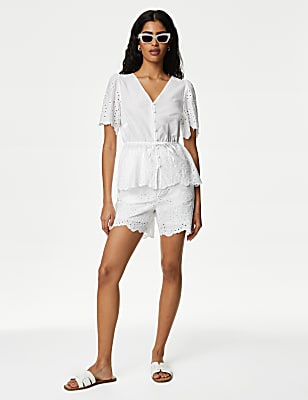 Pure Cotton Embroidered Shorts