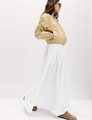 Pure Cotton Pleated Maxi Skirt