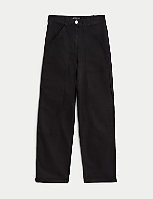 Cotton Rich Relaxed Straight Trousers