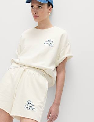 Pure Cotton High Waisted Jogger Shorts