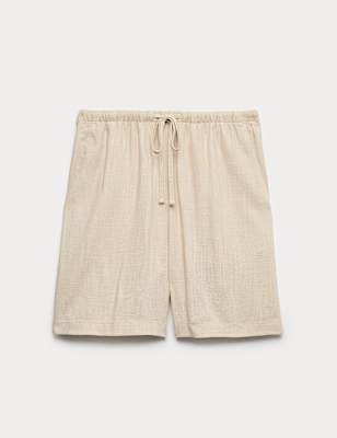 Pull On High Waisted Shorts with Linen