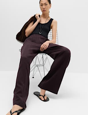 Lyocell Rich Elasticated Waist Wide Leg Trousers
