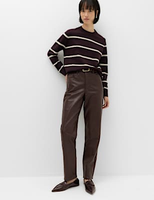 Faux Leather Straight Leg Trousers