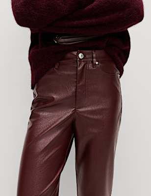 Faux Leather Straight Leg Trousers