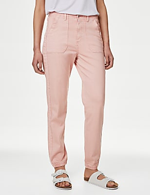 Cotton Blend Slim Fit Ankle Grazer Joggers