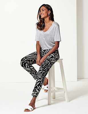 Animal Print Jersey Tapered Trousers