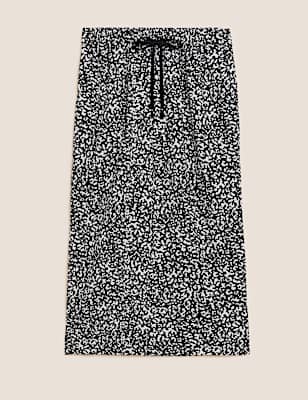 Linen Blend Midi Skirt