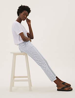 Cotton Rich Striped Tapered Chinos