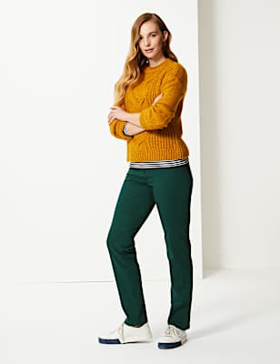 Cotton Rich Stretch Straight Leg Trousers