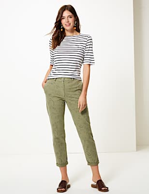 Floral Print Tapered Leg Chinos