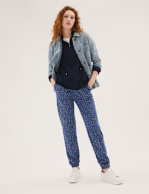 Pure Cotton Animal Print Tapered Joggers