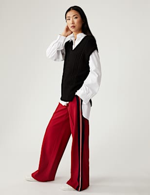 Side Stripe Wide Leg Trousers