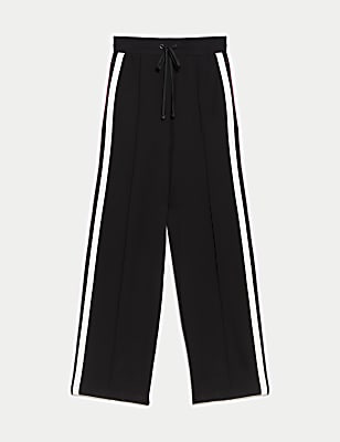 Jersey Side Stripe Wide Leg Trousers
