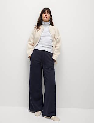 Cotton Rich Brushed Wide Leg Joggers