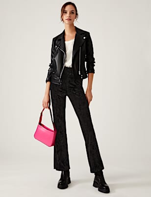 Velour High Waisted Flared Leggings