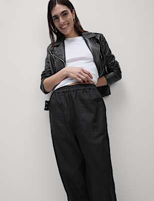 Pure Cotton Pull On Carrot Leg Trousers