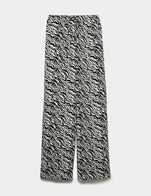 Pure Linen Drawstring Wide Leg Trousers