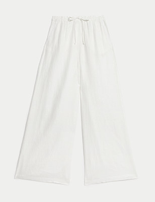 Pure Linen Wide Leg Palazzo Trousers