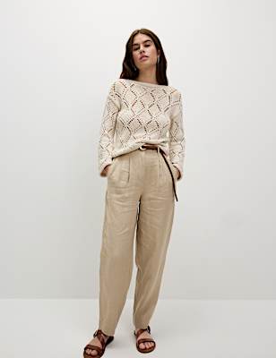 Pure Linen Tapered Trousers