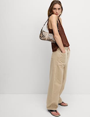 Elasticated Waist Barrel Leg Casual Trousers